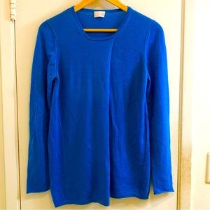 TSE Square Neck Wrap Cashmere Sweater Reverse Stitched Blue Size Large.